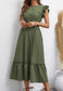 Ruffle Shoulder Button Front Dress