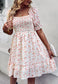 Puff Sleeve Ruffle Hem Dress