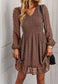 V Neck Shirred Swiss Dot Dress