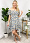 Square Neck Floral Puff Sleeve Dress