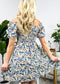 Square Neck Floral Puff Sleeve Dress