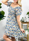 Square Neck Floral Puff Sleeve Dress