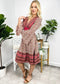 Surplice Shirred Waist Boho Dress