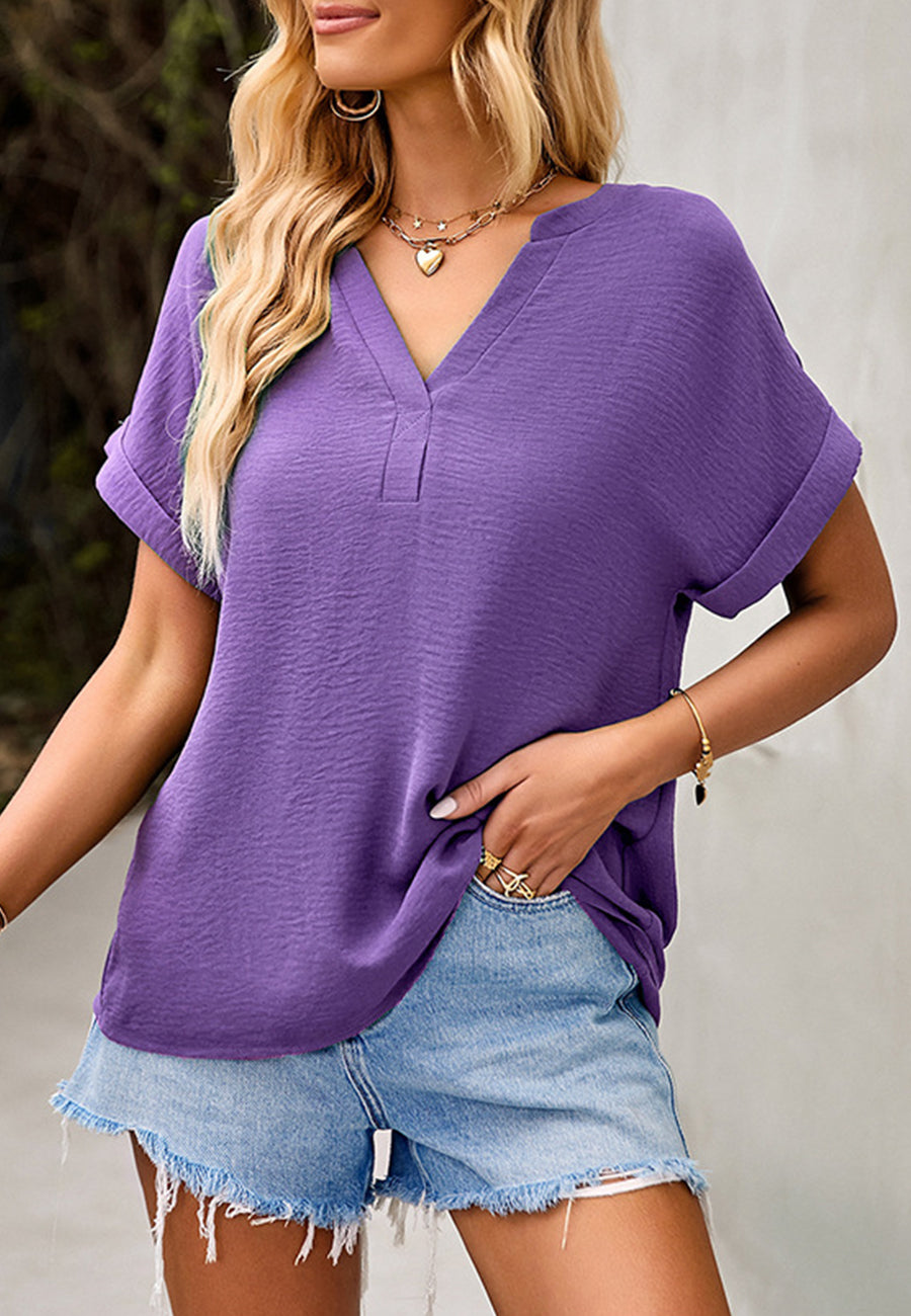 Solid Color Ruched Back Blouse