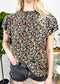 High Neck Tiered Sleeve Blouse