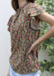 High Neck Tiered Sleeve Blouse