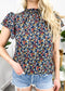 High Neck Tiered Sleeve Blouse