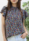High Neck Tiered Sleeve Blouse