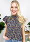 High Neck Tiered Sleeve Blouse