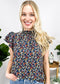 High Neck Tiered Sleeve Blouse