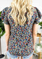 High Neck Tiered Sleeve Blouse