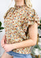High Neck Tiered Sleeve Blouse