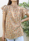 High Neck Tiered Sleeve Blouse