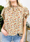 High Neck Tiered Sleeve Blouse