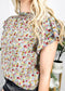 High Neck Tiered Sleeve Blouse