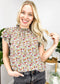 High Neck Tiered Sleeve Blouse