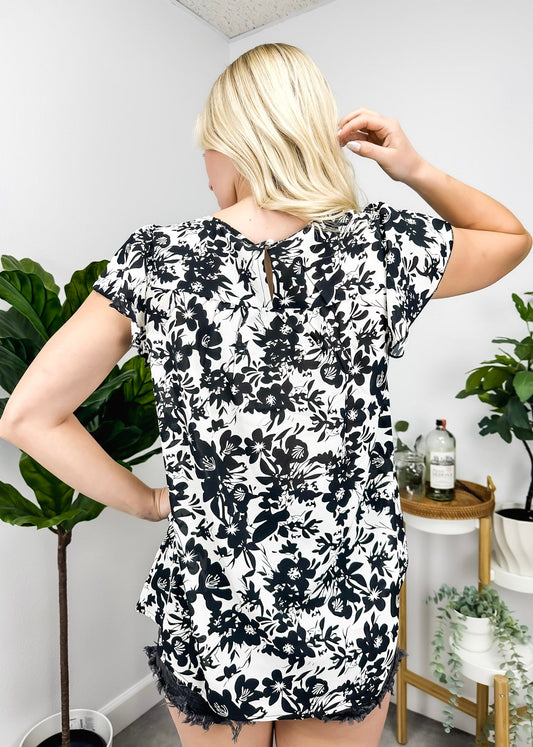 Lace Detail Floral Print Blouse