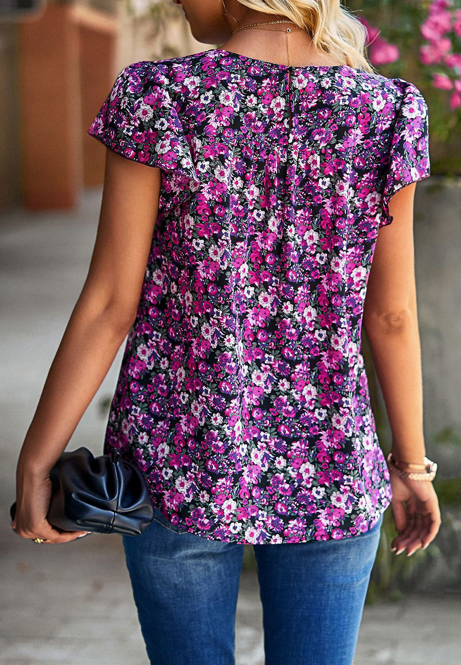 Lace Detail Floral Print Blouse