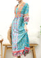 Straight Neck Geometric Kaftan Dress