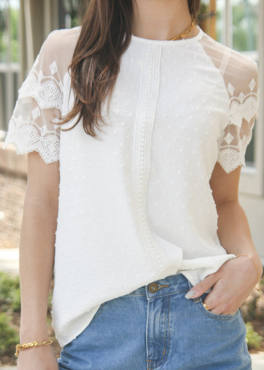 Mesh Lace Sleeve Blouse