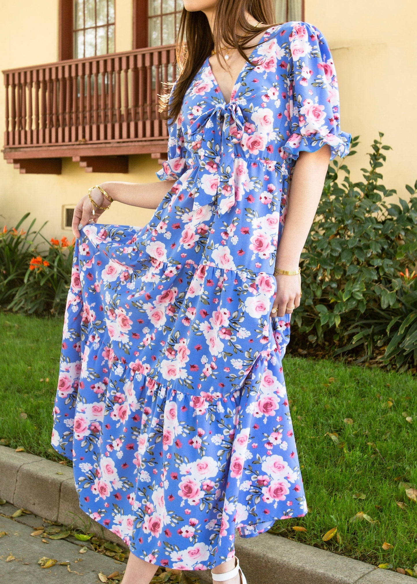 Tie Front Floral Maxi Dress