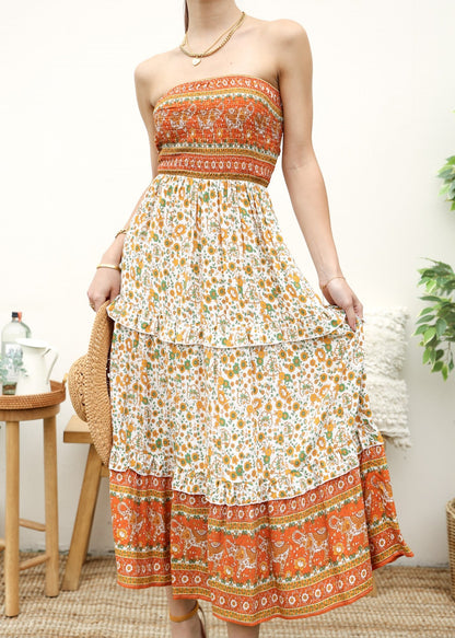 Strapless Bohemian Maxi Dress