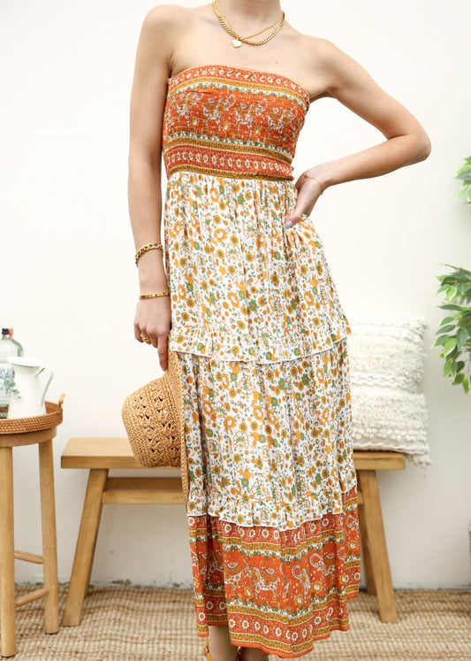 Strapless Bohemian Maxi Dress