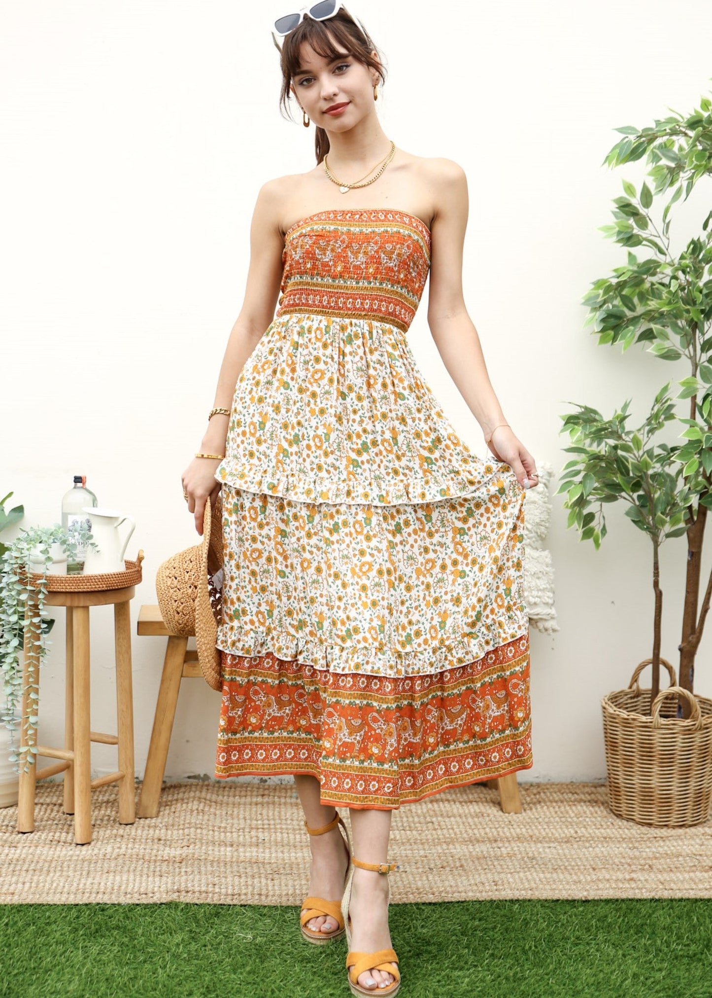 Strapless Bohemian Maxi Dress