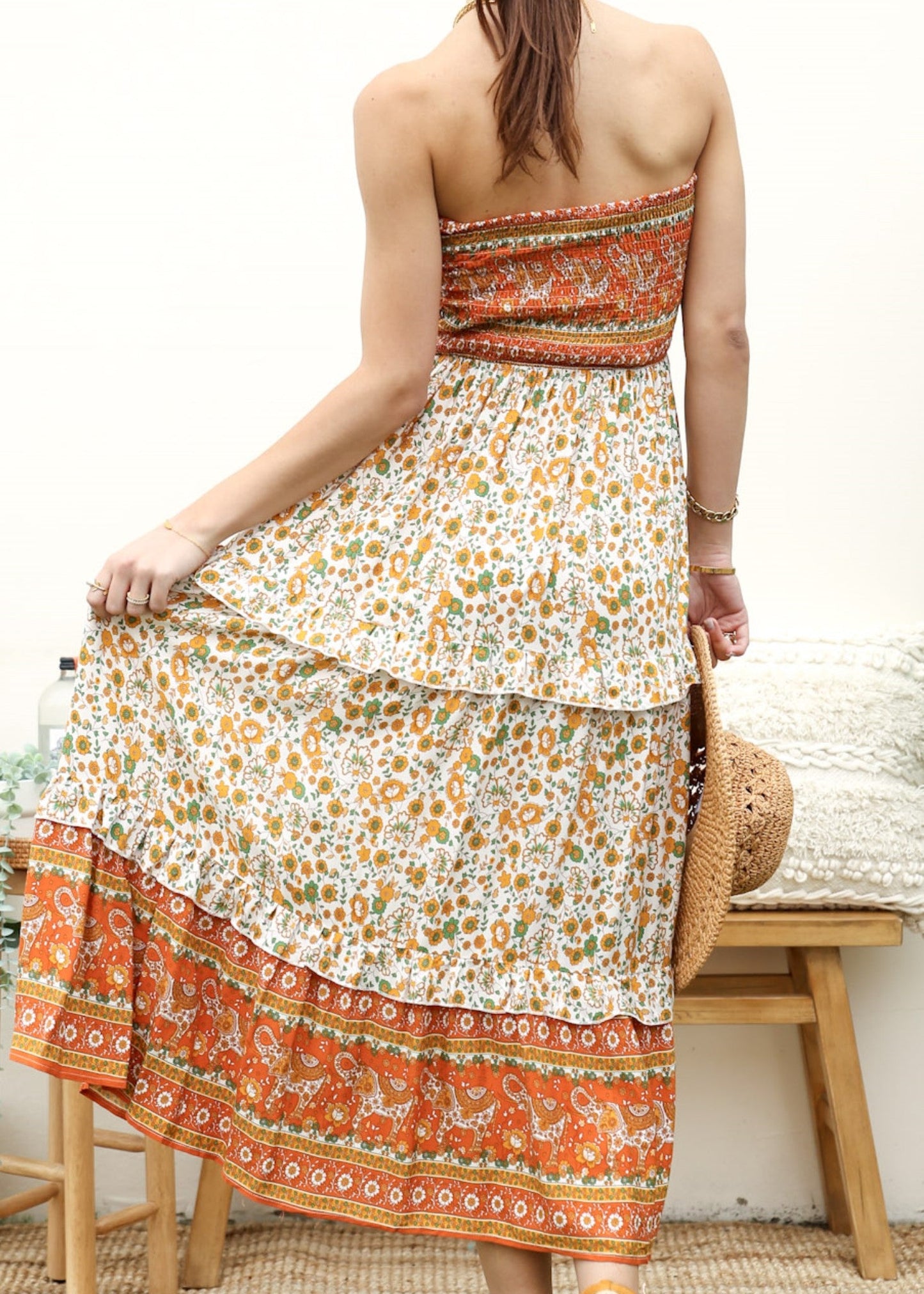 Strapless Bohemian Maxi Dress