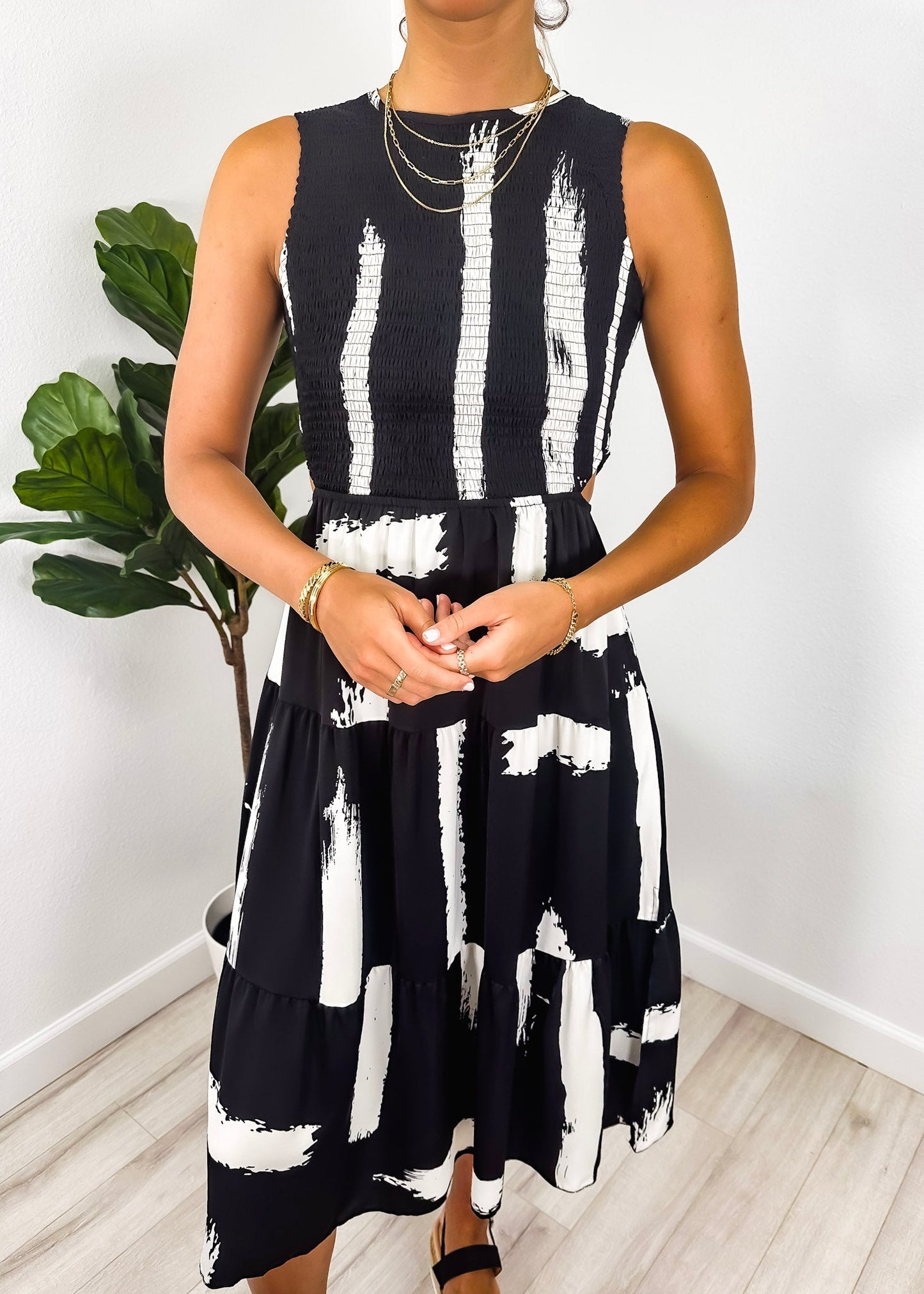 Abstract Print Side Cutout Dress