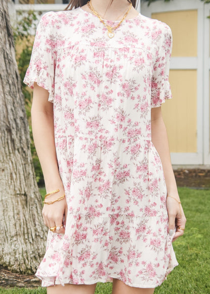 Round Neck Floral Shift Dress