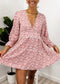 Ruffle Plunge Neck Floral Dress