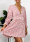 Ruffle Plunge Neck Floral Dress