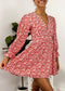 Ruffle Plunge Neck Floral Dress