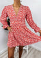 Ruffle Plunge Neck Floral Dress