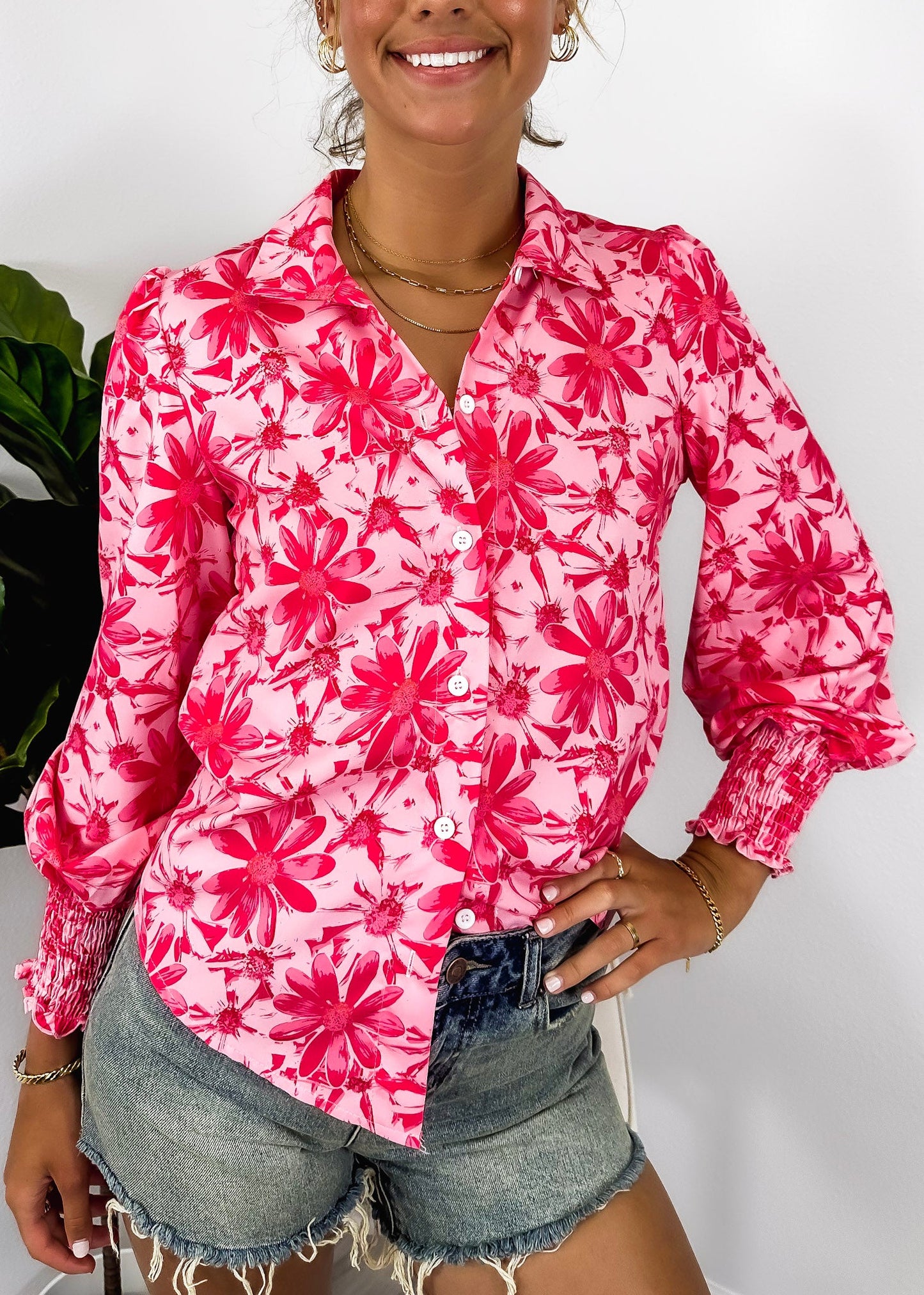 Floral Print Button Down Shirt