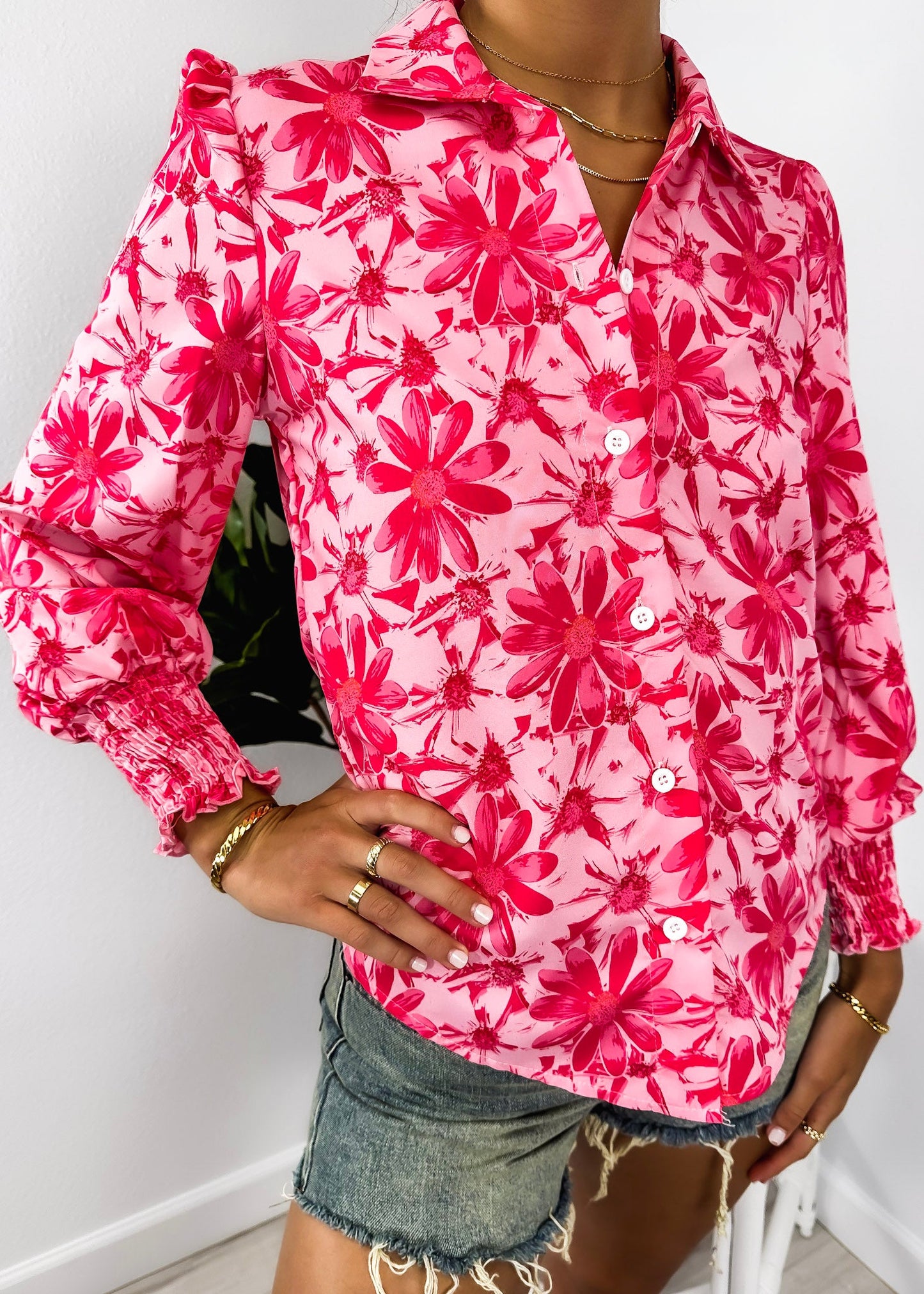 Floral Print Button Down Shirt