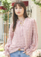 Tie V Neck Balloon Sleeve Blouse