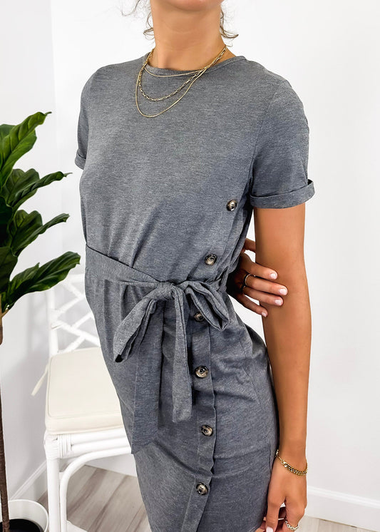 Side Button T-Shirt Dress