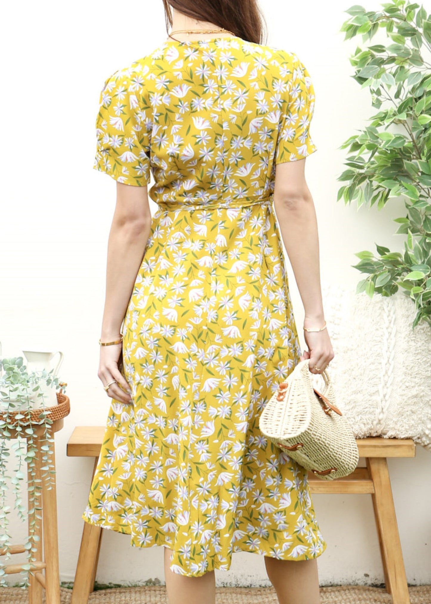 Floral Print Surplice Wrap Dress