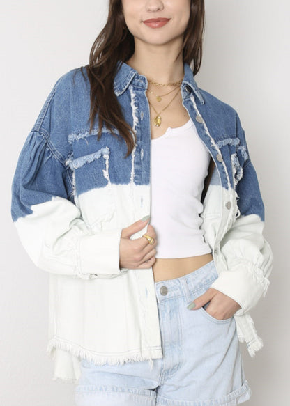 Frayed Detail Tie-Dye Shacket