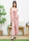 Solid Color Tie Front Jumpsuit