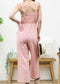 Solid Color Tie Front Jumpsuit