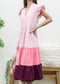 Ruffle Sleeve Color Block Dress