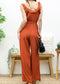 Tie Solid Summer Ruffle V-Neck Sleeveless Jumpsuit