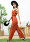 Tie Solid Summer Ruffle V-Neck Sleeveless Jumpsuit