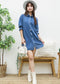 Denim Balloon Sleeve Shift Dress