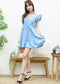 Ruffle Shoulder Contrast Button Dress