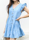 Ruffle Shoulder Contrast Button Dress