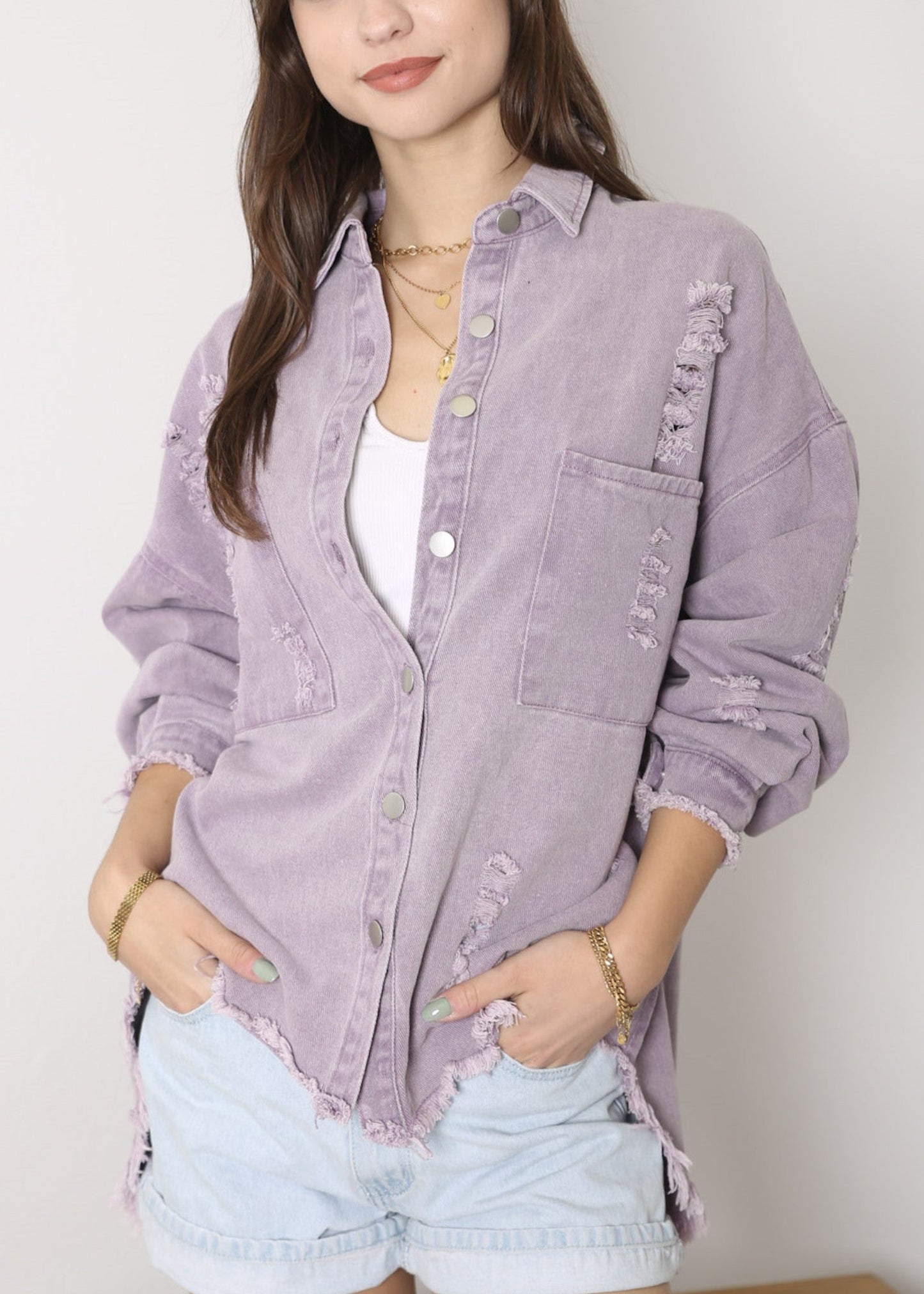 Denim Jeans Distressed Jacket